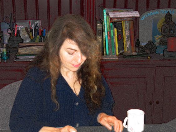 Madhuri at the computer