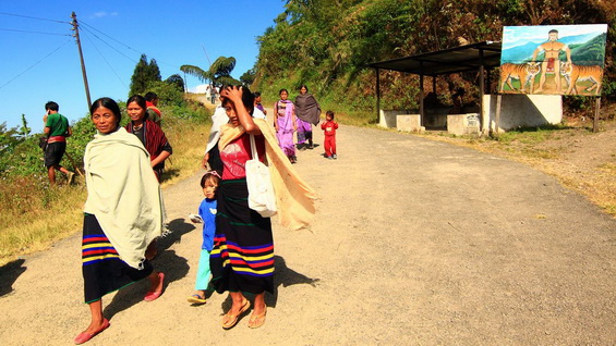 Women wearing traditional Naga skirts