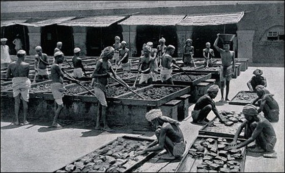 Indians processing opium