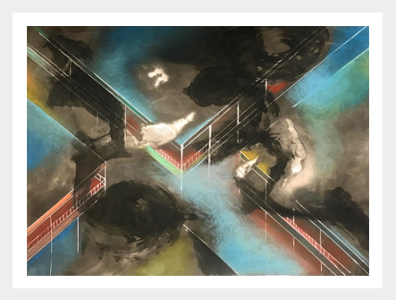 ‘Palace dreams in Kyoto’ - Sumi, ink pen, pastels on washi paper