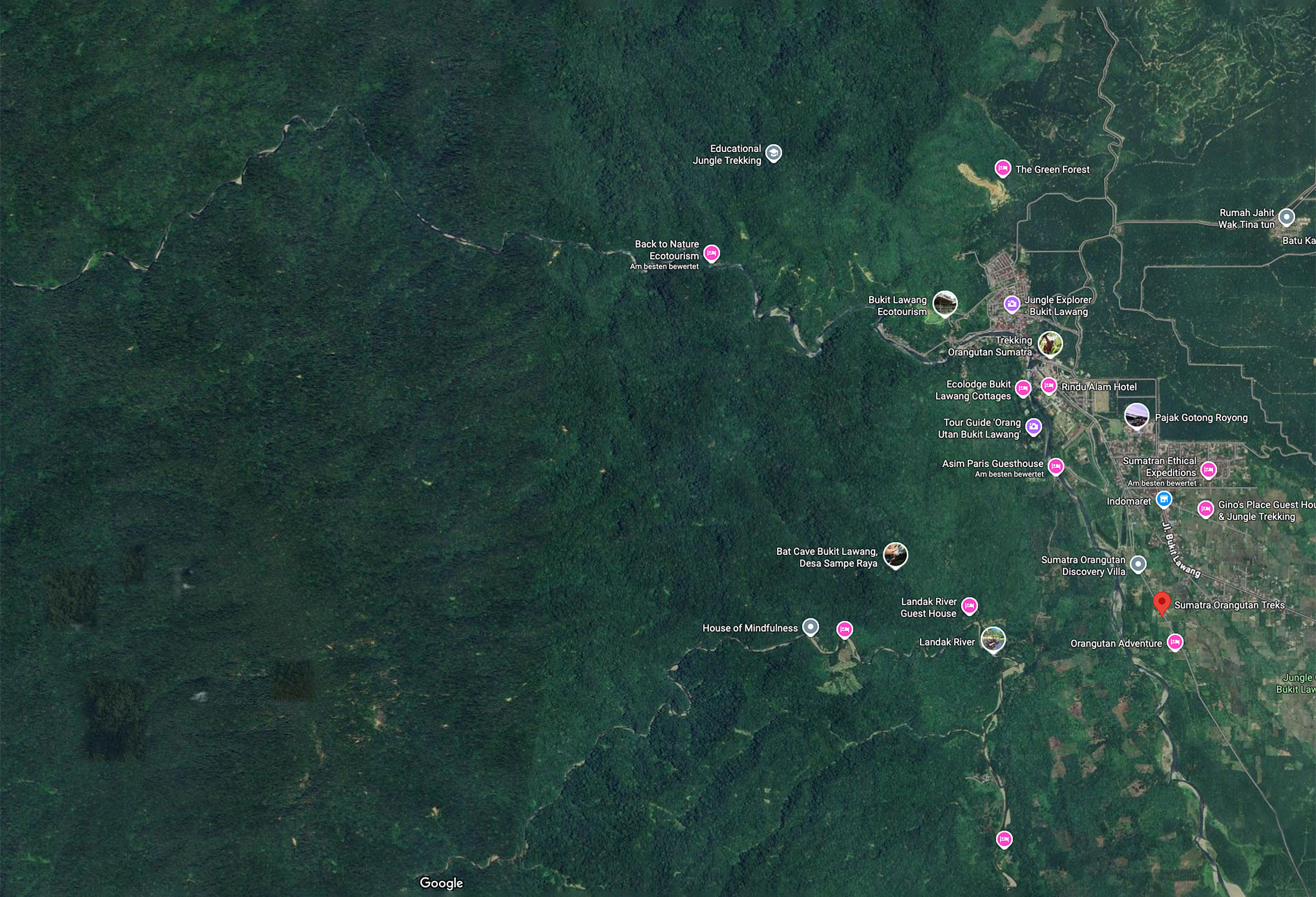 Bukit Lawang (Google Map)