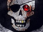 Pirate skull with red eye