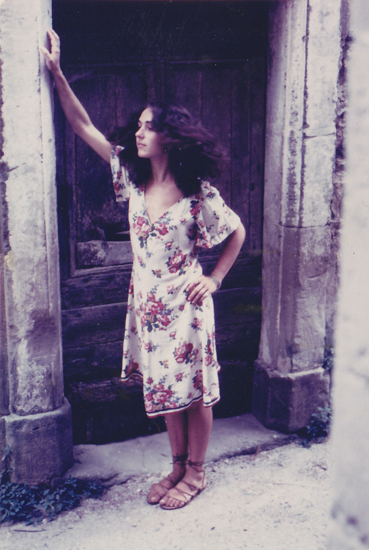 Madhuri in a flower dress