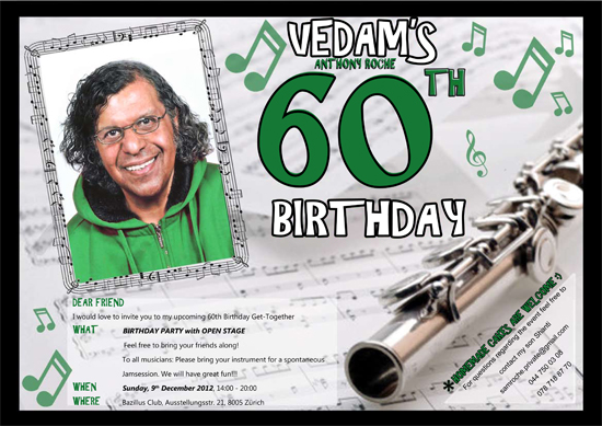 Invitation to Vedam's 60th Birthday 09.12.12