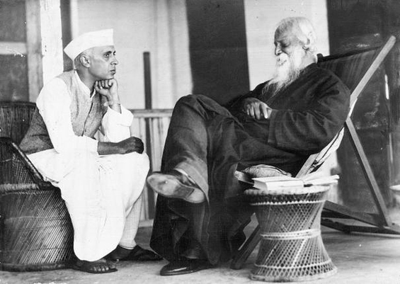 Rabindranath Tagore and Jawaharlal Nehru - November 4 1936 Bolpur Bengal