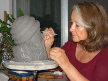 Vinit working on Osho sculpture