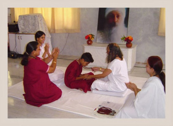 Narendra giving sannyas