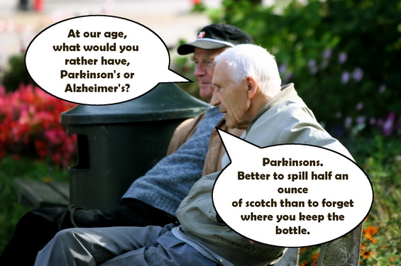 Two old men sitting on a bench