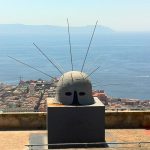 Paladino's giant helmet in Castel Sant'Elmo.