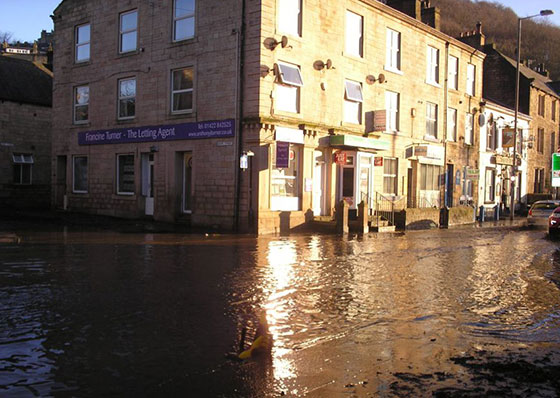 flood puddle in front of picture hhouse