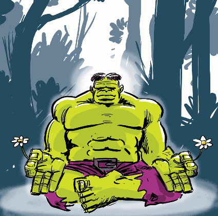 Hulk meditating