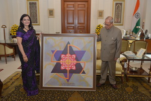 serenity-painting-presented-to-president-pranab-mukherjee