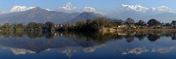The Himalaya from Phewa Lake near Pokhara