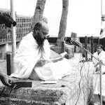 Laherubhai recording a discourse by Osho
