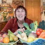 Michele Hanson with some root vegetables