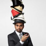 man wearing many hats