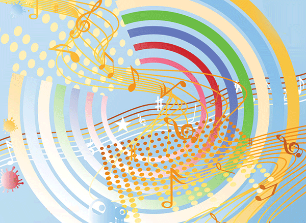 music notes tumbling