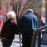 Old couple walking