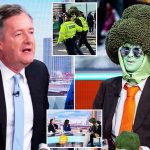 Piers Morgan and Mr Broccoli on TV