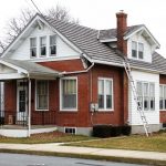 Ladder leaning on house
