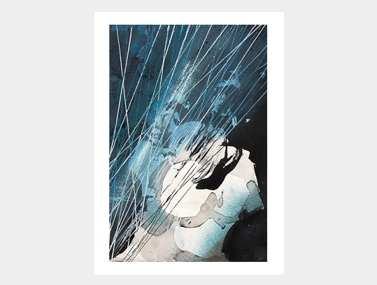 ‘August rains’ - Sumi, ink pen, pastel on paper