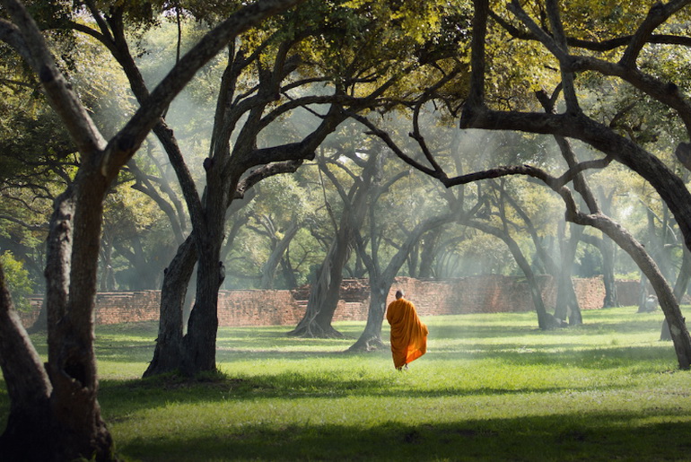 Monk walking