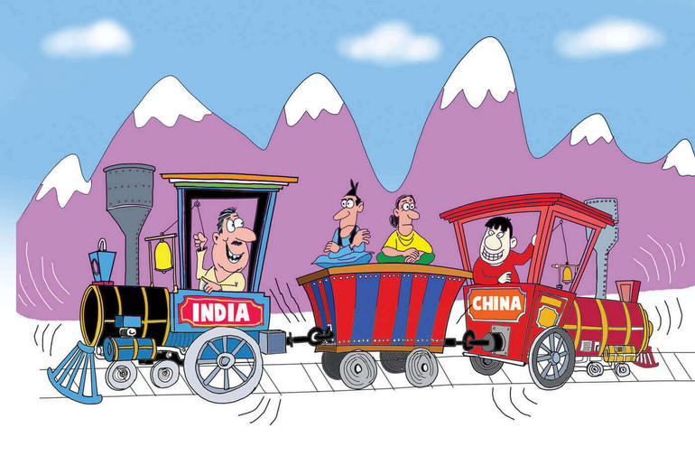 China India Nepal cartoon