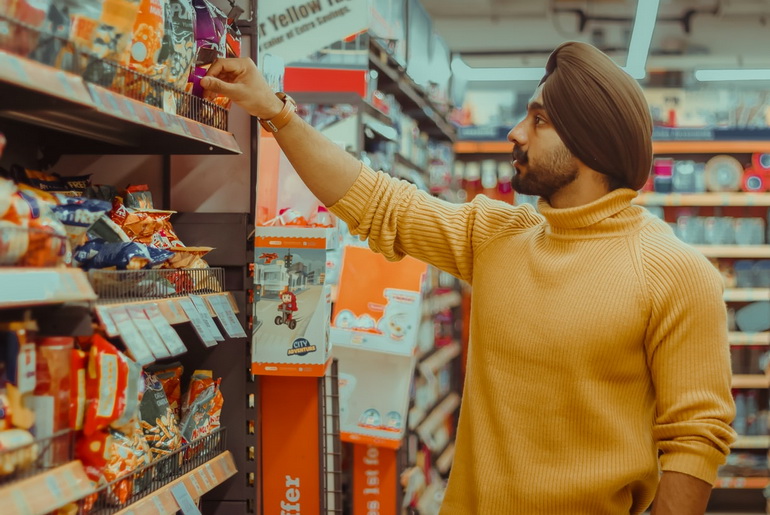 Sikh man in shopping mall