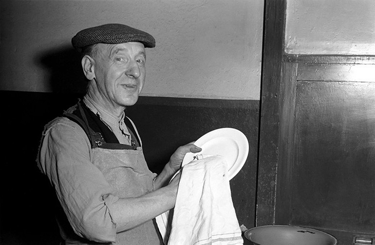 man doing dishes