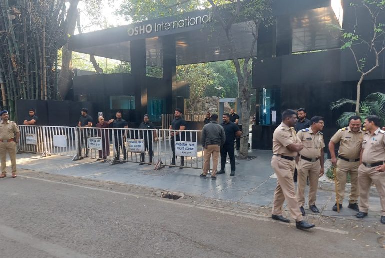 Barricades in front of main gate on 20th March
