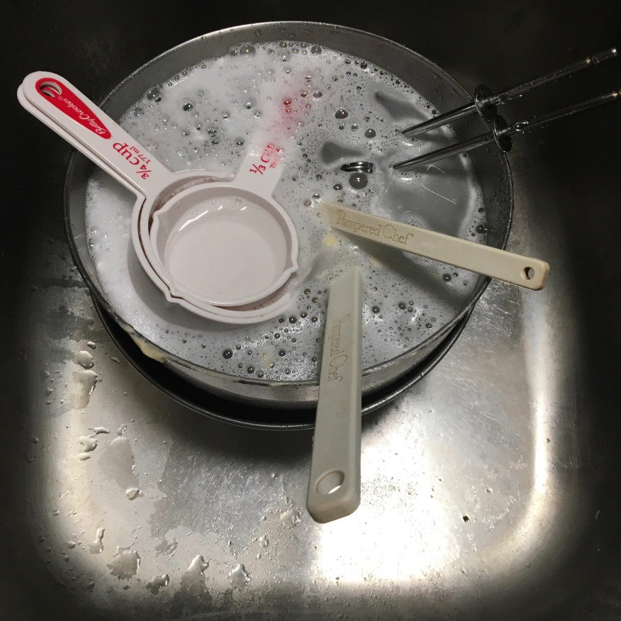 washing up in sink