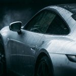 Porsche in the rain