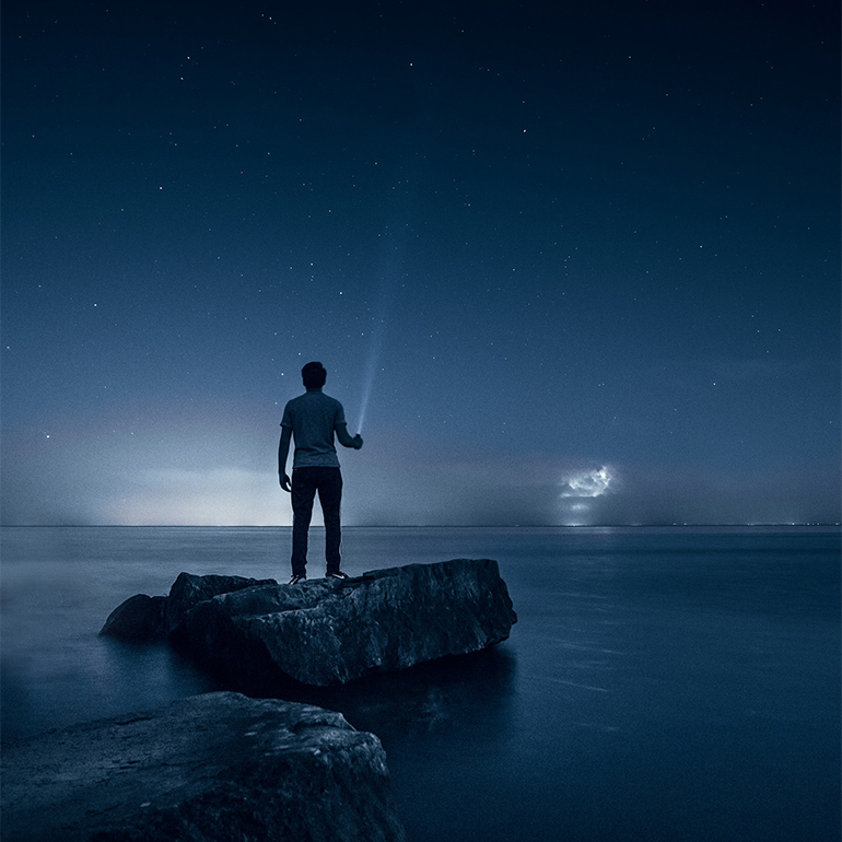 Search light into sky