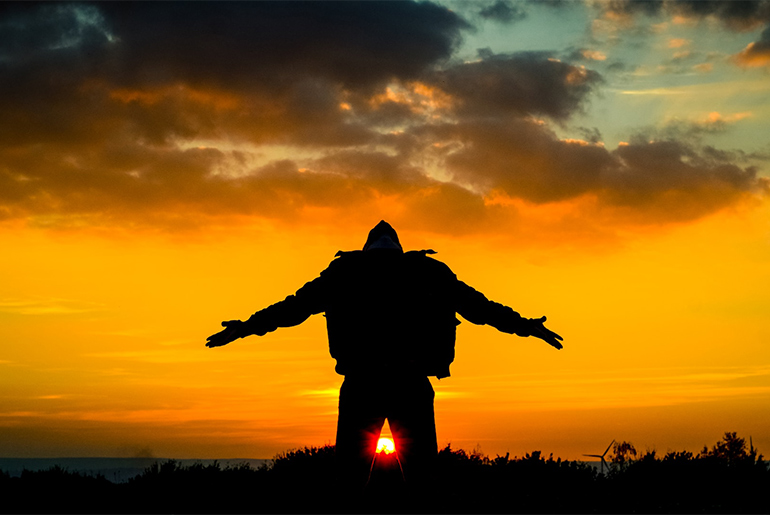 Man shouting at sky