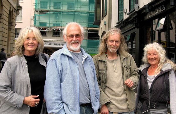 Veena, Yatri, Premgit, Navyo meeting in Exeter, Devon, for a pizza