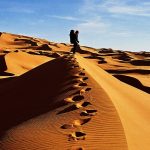 The sandy Sahara desert on the border of Morocco and Algeria