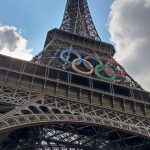Eiffel tower with Olympic rings