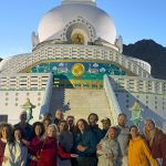 Sarita's group before the Shanti Stupa in Leh