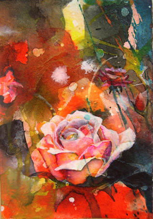 From the Mystic Rose Series, 2007, 15x10cm, acrylic and inks on handmade paper