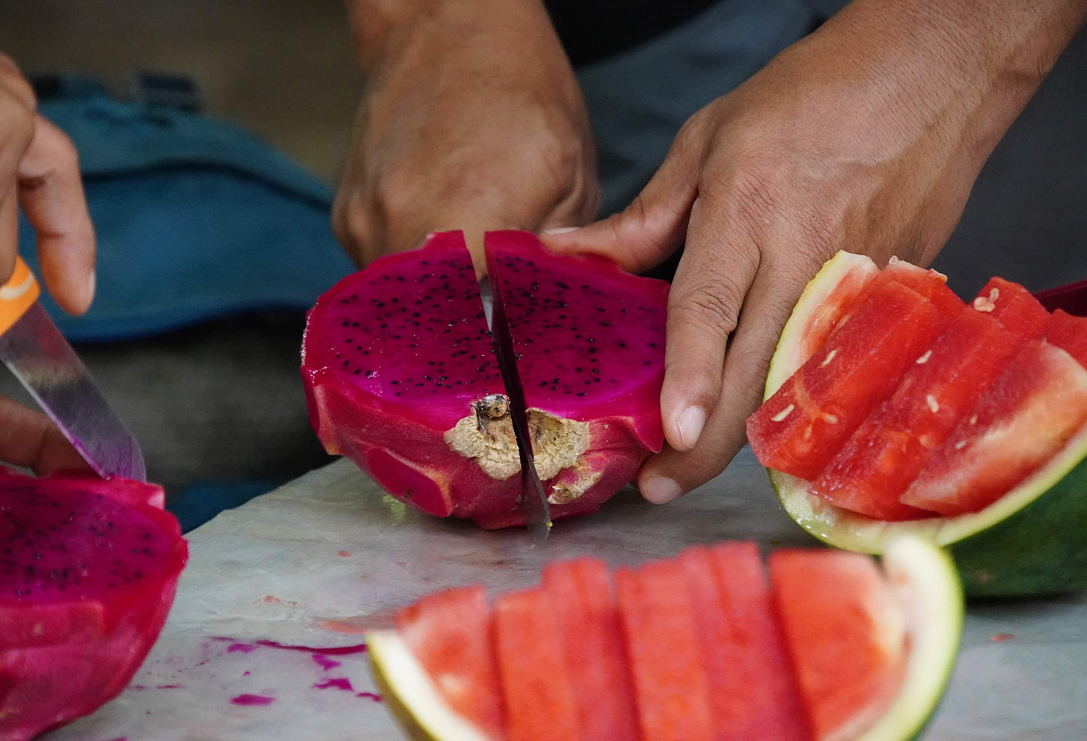 Cut red melon