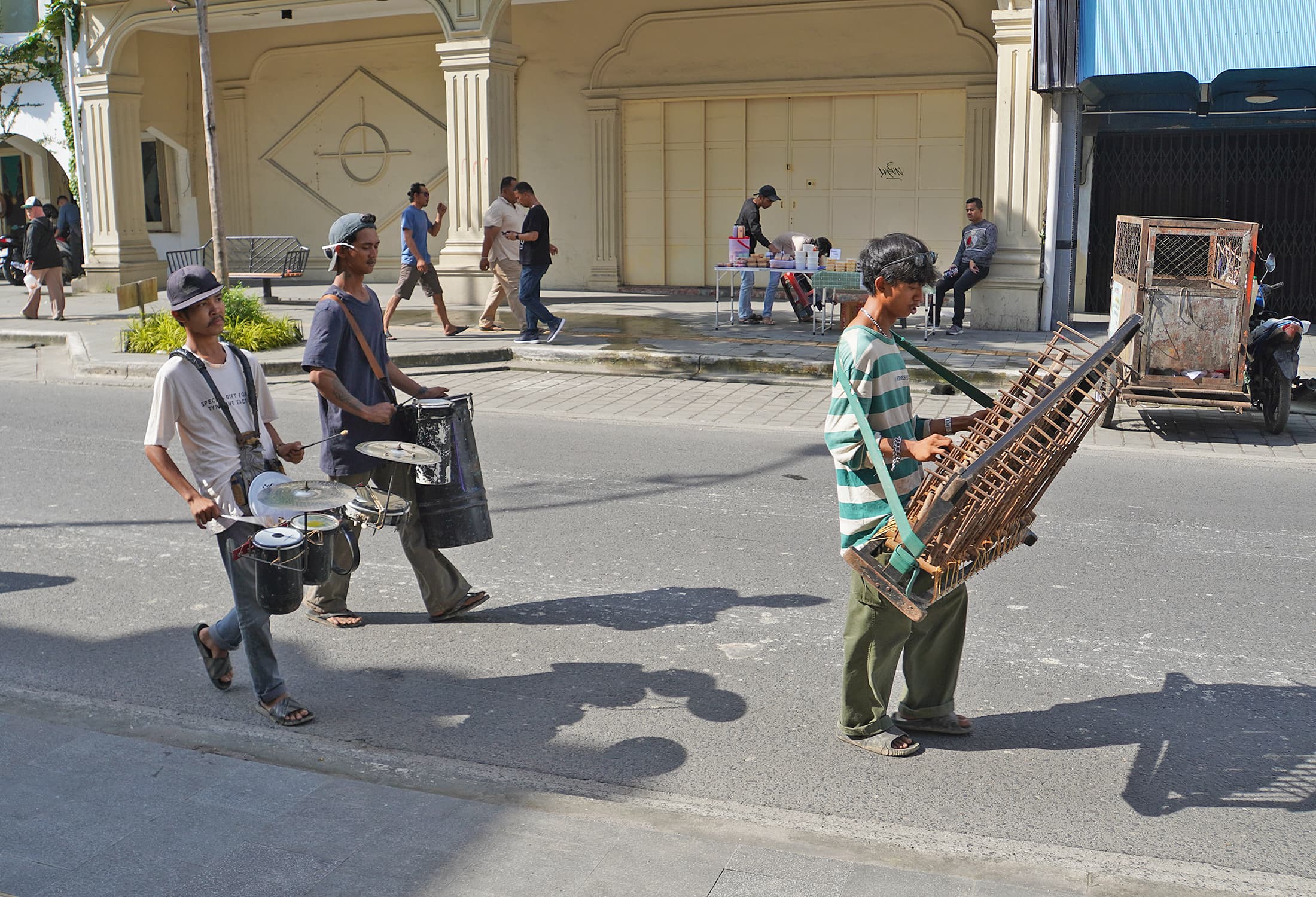 Marching band passing by