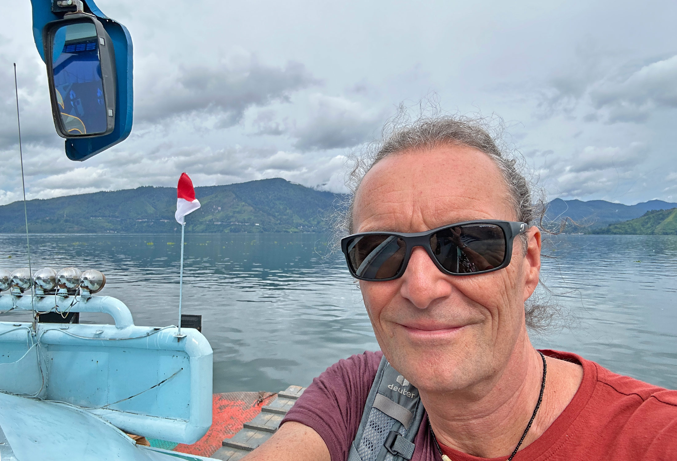 On the ferry during the crossing to Samosir Island