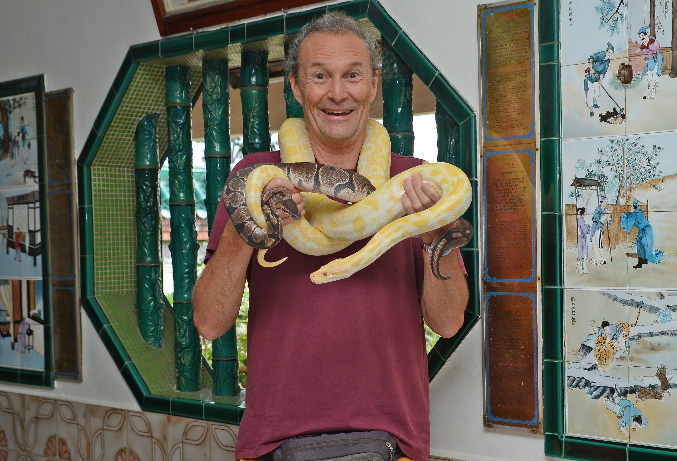 At the snake temple in Penang, Malaysia