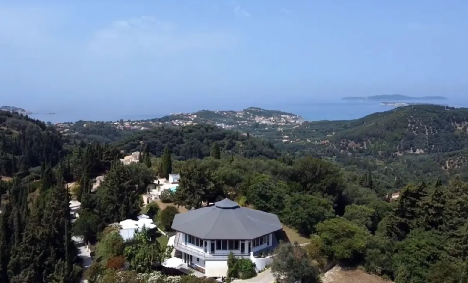 Drone view of Corfu Buddha Hall