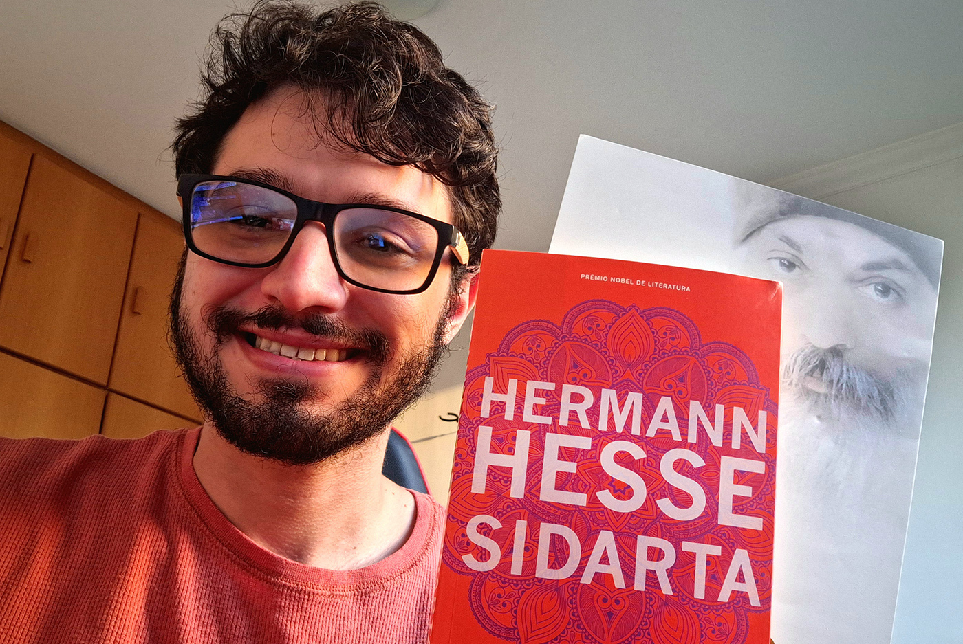 Maitreya holding Hermann Hesse's book