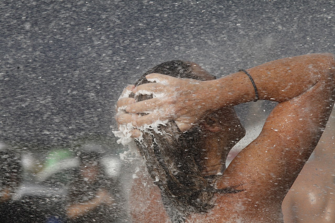 Woman taking a shower