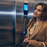 Woman in elevator