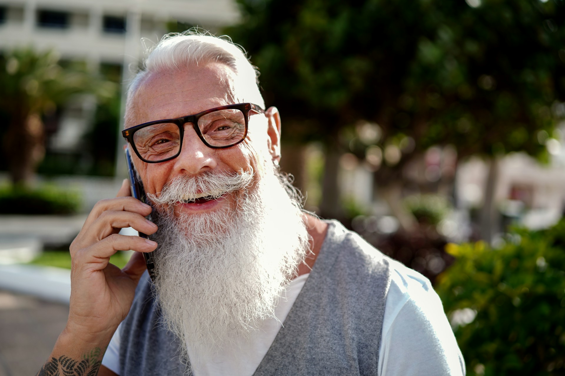 Old man on phone