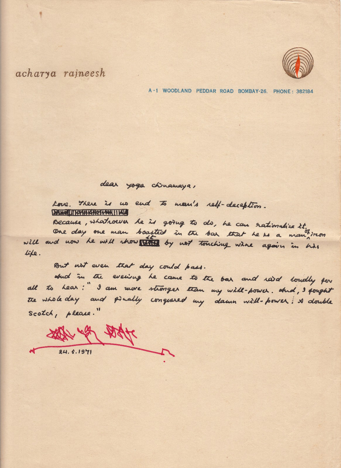 Letter to Chinmaya