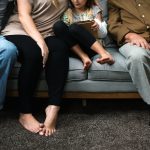 Family on sofa
